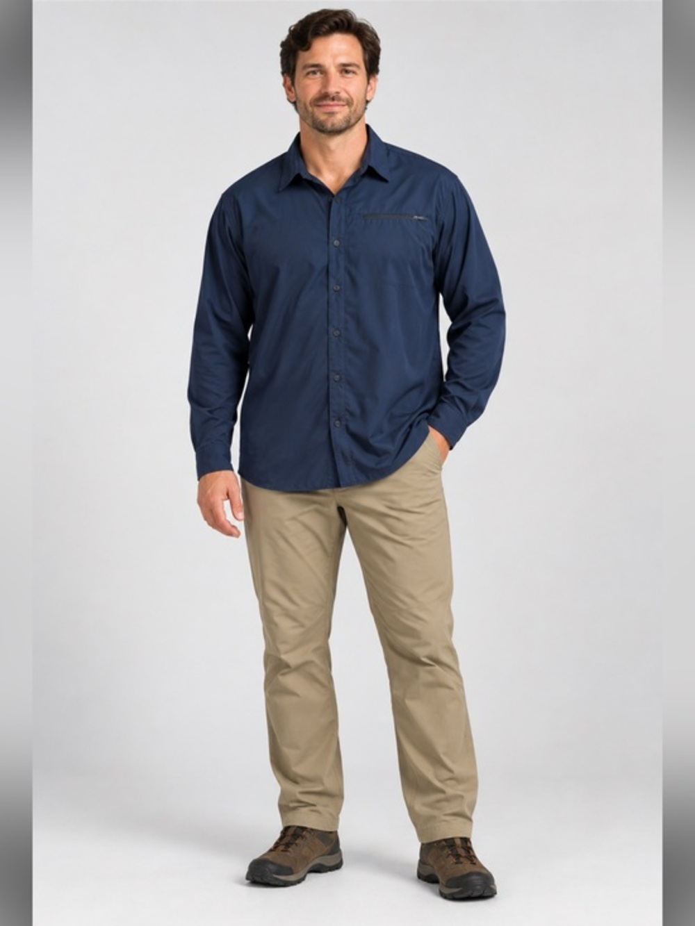 Columbia Omni Wick Navy Vented Long Sleeve Fishing Shirt Mens XL